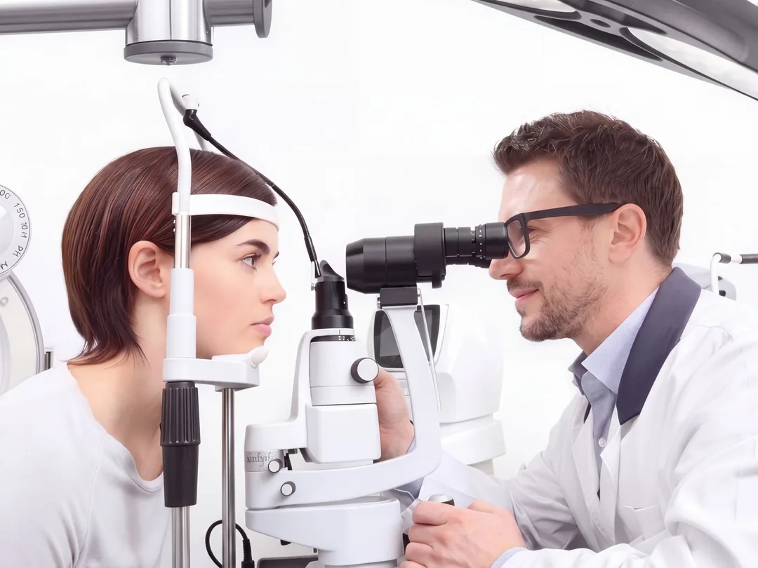 Optometrysta bada wzrok klientki w salonie VisionOptyk
